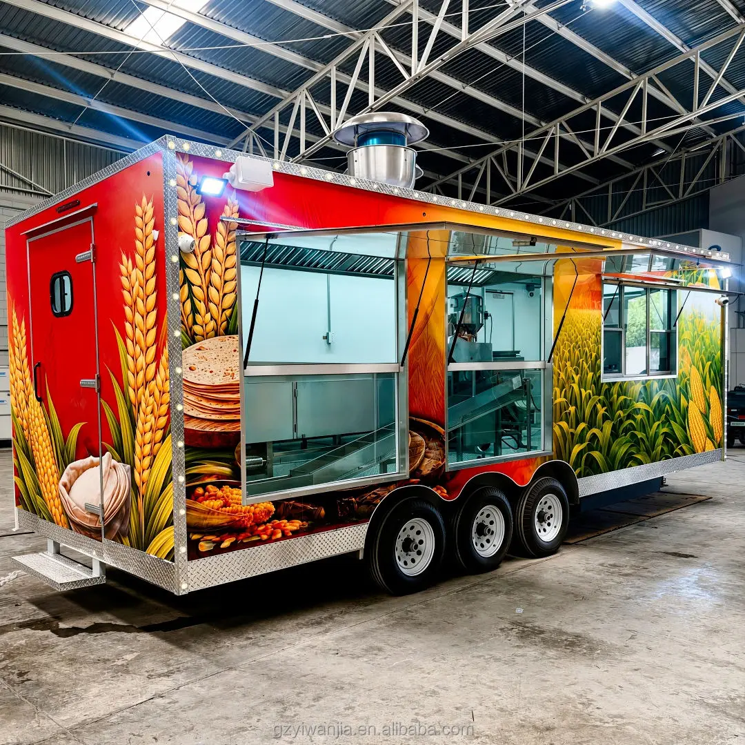 Customizable Size Stainless Steel Mobile Food Trailer with Full Kitchen for Snack Food and Chips Fast Food Truck