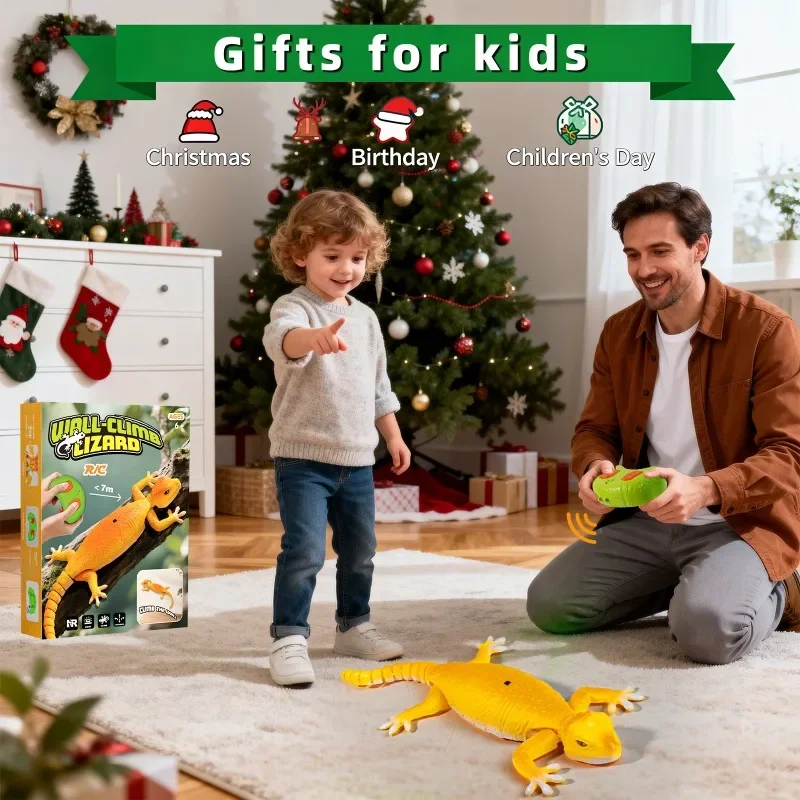 

Реалистичная биомиметическая радиоуправляемая игрушка-робот-ящерица для скалолазания на стене, геккон с дистанционным управлением, которая лазает стены и гладкие стены, рождественский декор