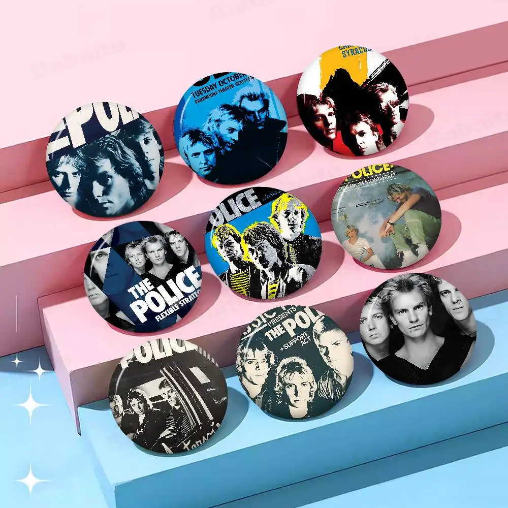 Rock Band The Police 32/44/58mm Round Cartoon Brooches Handmade Pins For Backpack Jewelry Accessories Gifts Creative Badge