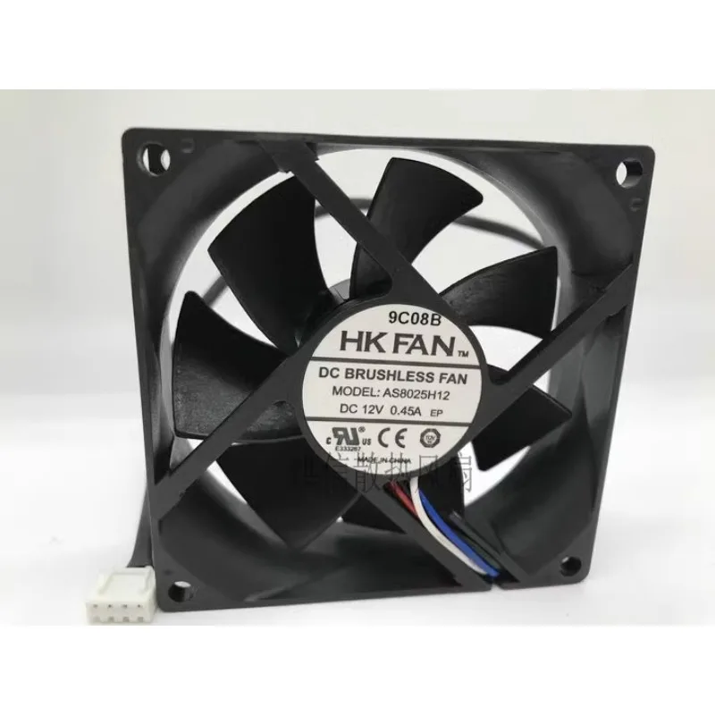 New CPU Fan for HKFAN AS8025H12 DC12V 0.45A 80*80*25MM UPS Alarm Fan