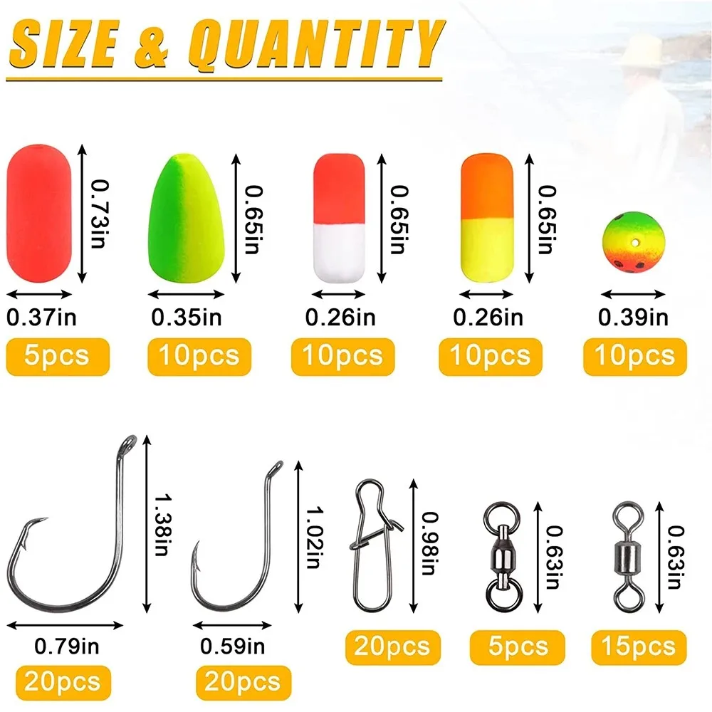 205Pcs Pompano Rig Making Kit Foam Floats Bottom Rig Circle Hooks Fishing Beads Swivels Duo Lock Snaps Surf Rig Accessories