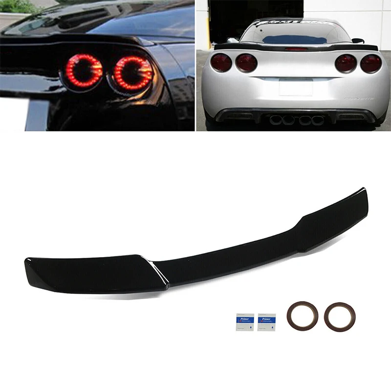Extended Style ABS Plastic Rear Trunk Lid Rear Trunk Wing Spoiler Fits 05-13 Corvette C6 ZR1 Carbon fiber pattern car Accessorie