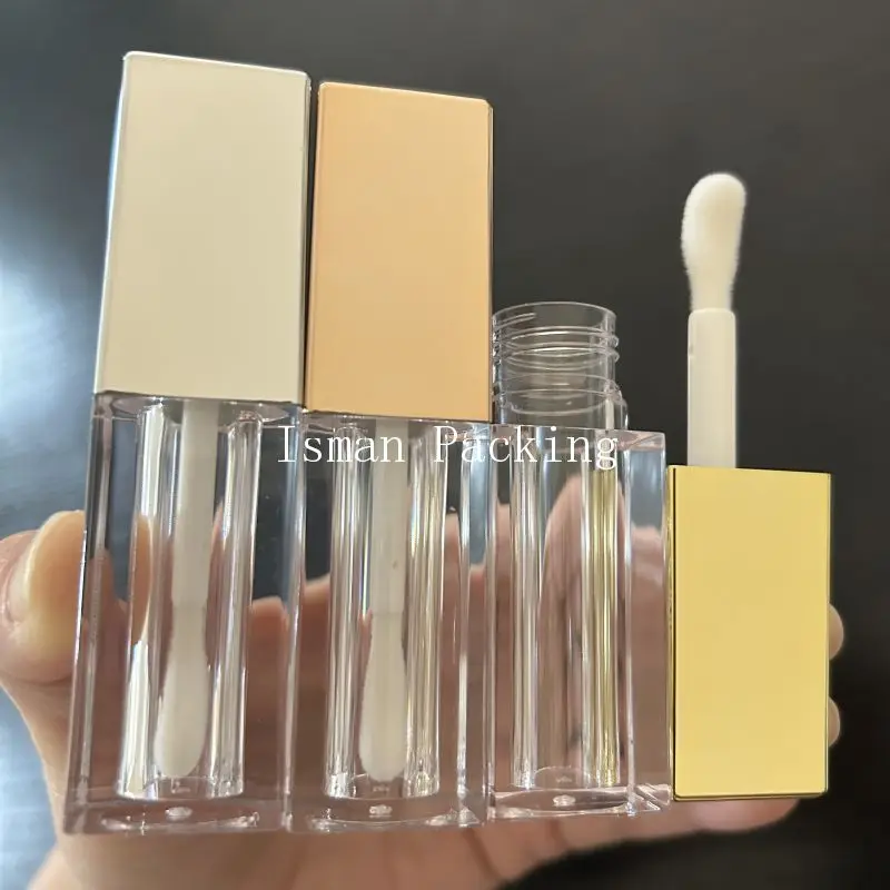 

50Pcs Rose Gold Sliver Big Brush Empty Lip Gloss Tube Transparent Lip balm Bottle Plastic Makeup Lipgloss Lipstick Wholesale 5ml