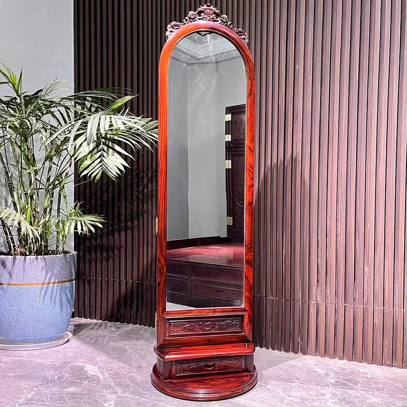 

Double-sided rotating fitting mirror Broadleaf Dalbergia Storage Round Indonesia