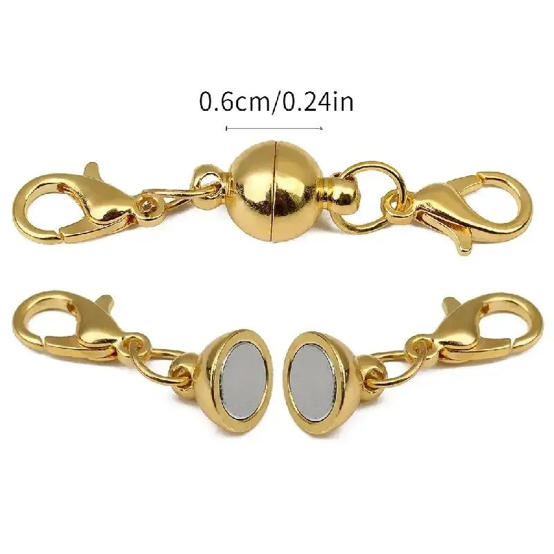 10 Pairs Zinc Alloy Heart-shaped Magnet Connector Clasp End Connector Round Magnetic Charms For Making Jewelry Clasps Couple