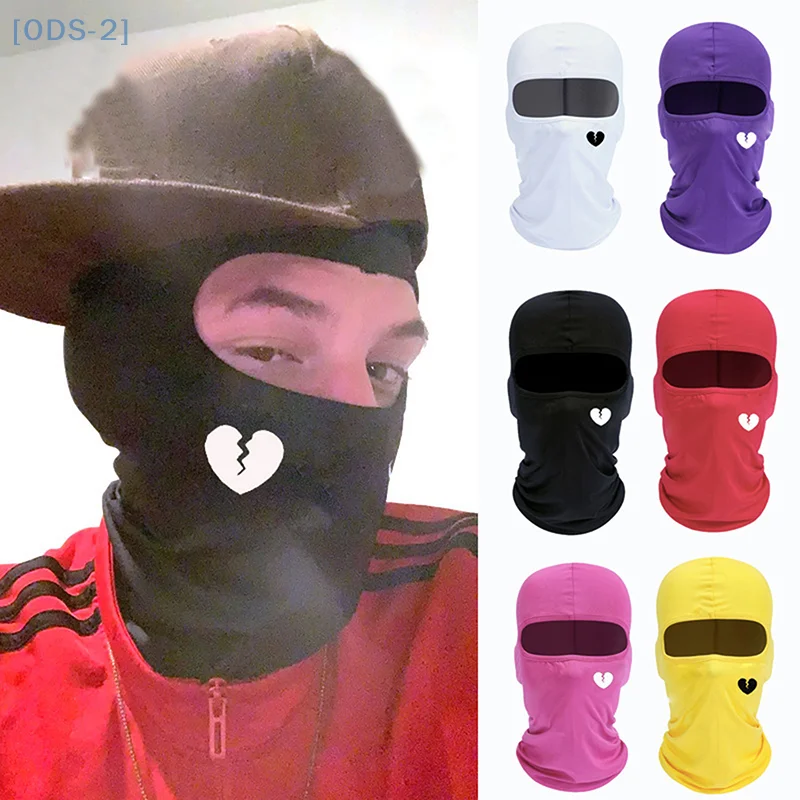 

Unisex And Windproof Solid Raw Decor Fashion Balaclava Hat With Heart Broken Pattern Autumn And Winter Warm Ski Cold Hat