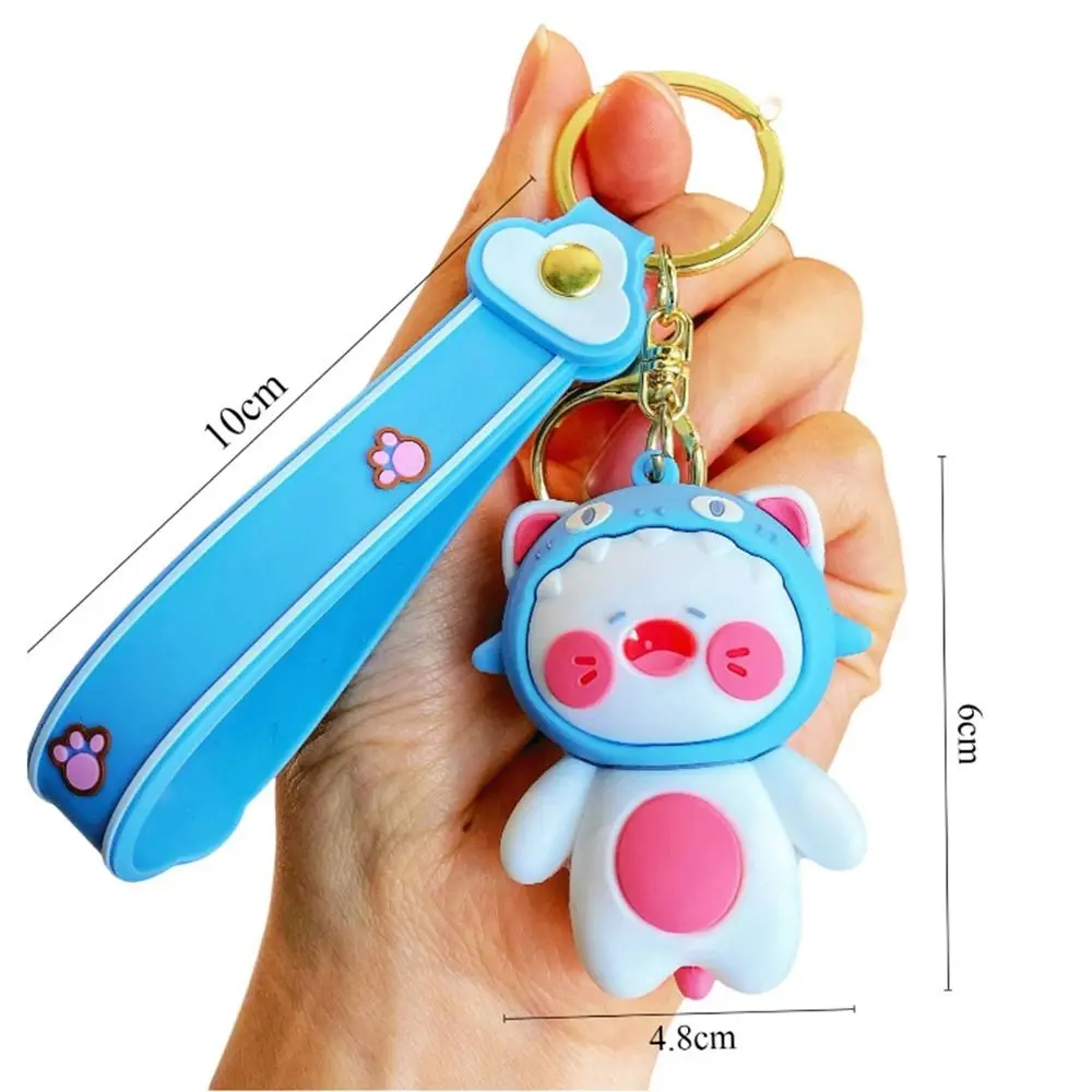 Cartoon Shark Cat Keychain Small Toy Cute Creative Bag Accessories Portable Exquisite Car Keyrings Kids