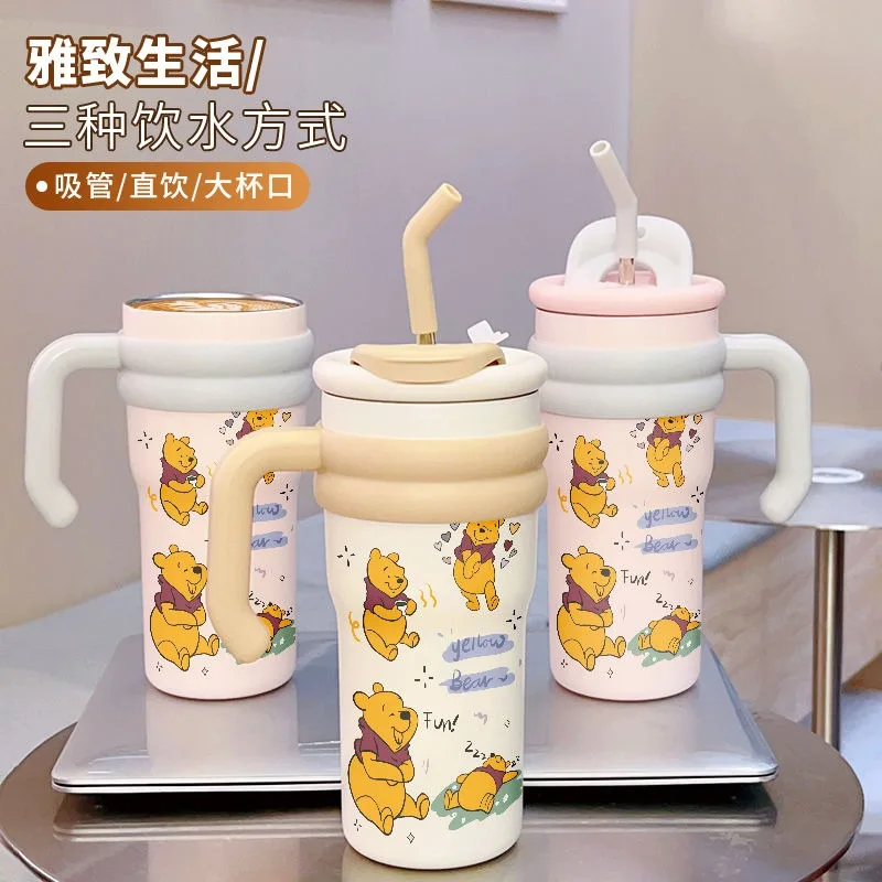 Disney Winnie The Pooh Large Capacity High-Looking Big Mac Straw Insulated and Cold Cup for Men and Women Outdoor Work