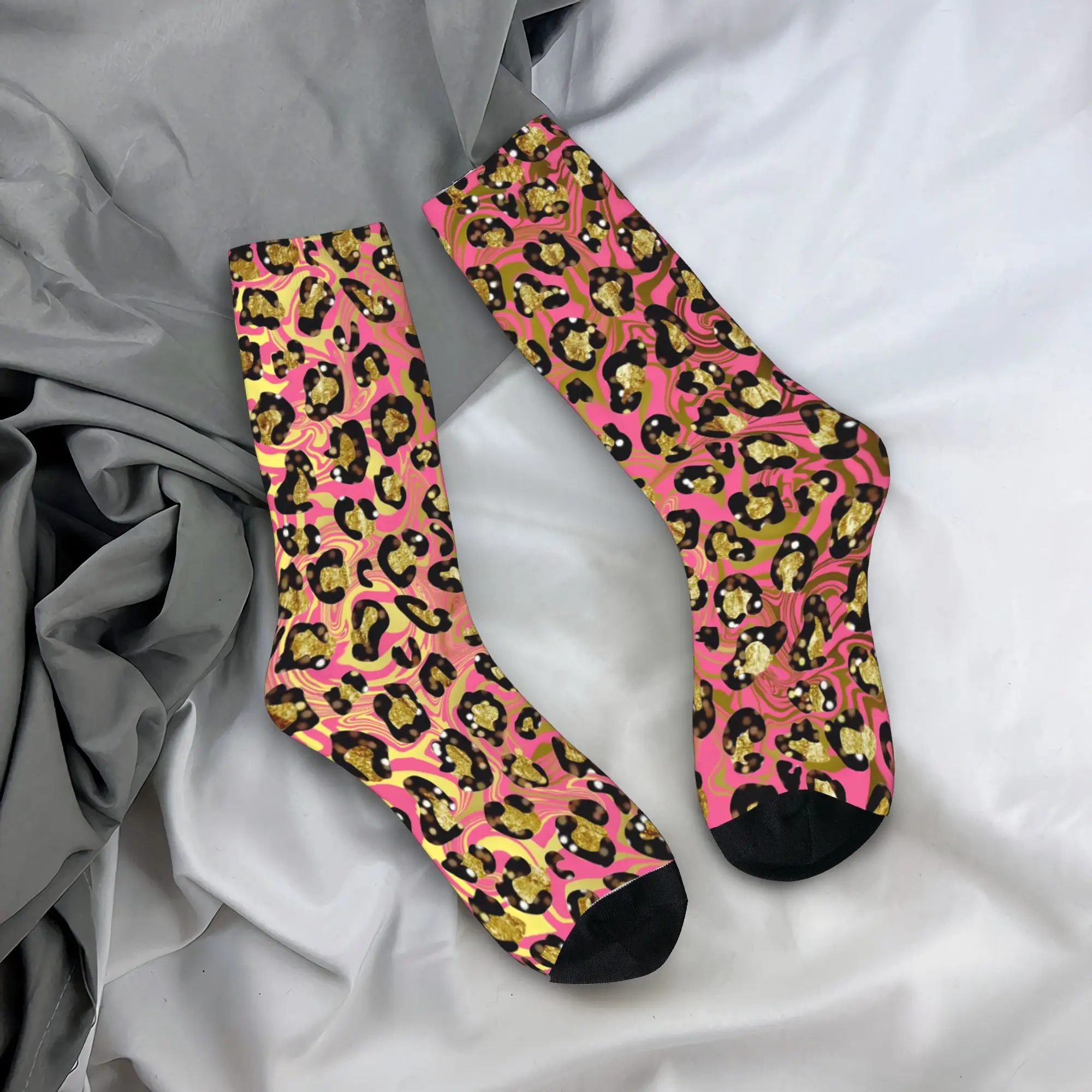 Psychedelic 80s Leopard Socks Abstract Art  Anti Slip Stockings Women Men High Quality Running Socks Spring Funny Pattern Socks