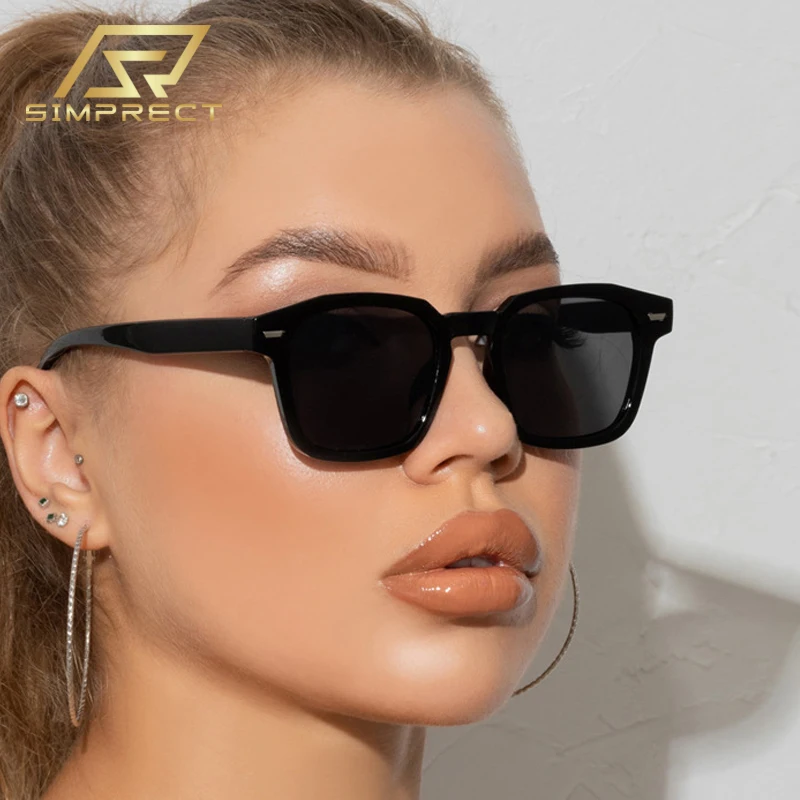 

SIMPRECT UV Protection Square Sunglasses Women 2023 Luxury Brand Designer Quality Sun Glasses For Men Retro Vintage Shades Gafas