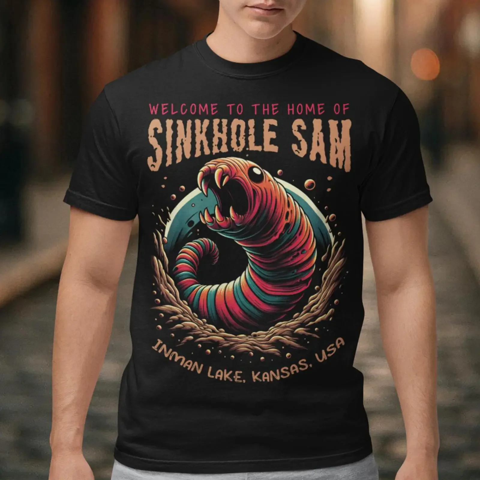 Sinkhole Sam T Shirt Cryptid Cryptozoology  vintage Washed graphic Comfortable streetwear fashion Unisex Breathable