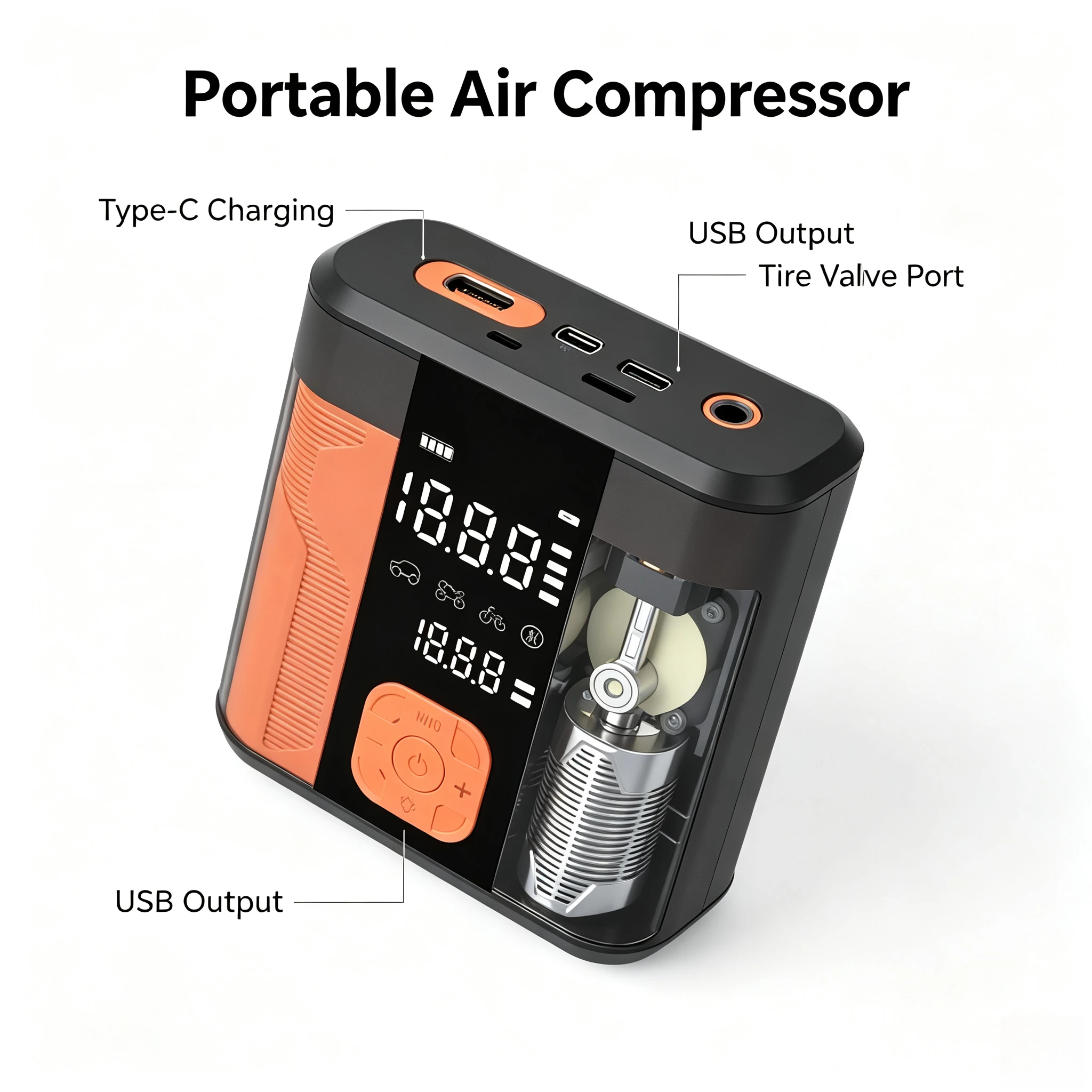 12000mAh Wholesale Auto Jump Starter LED Screen 24-Cylinder Tire Inflator Portable Emergency Car Starting Power