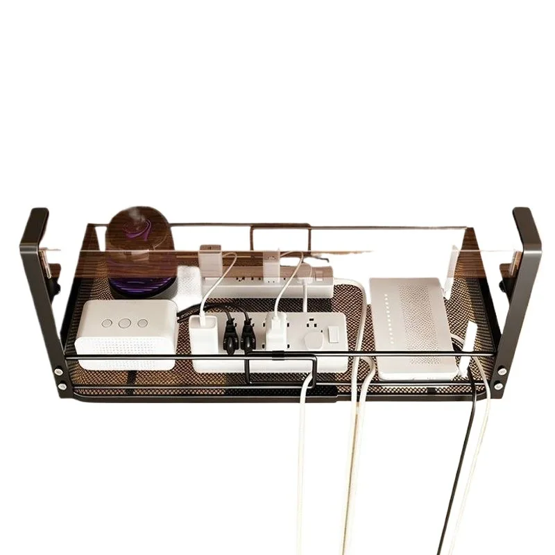 Under Desk Cable Management Tray Retractable Hanging Basket Carbon Steel No Drill Clamp Rack Adjustable 31-51 cm for Power