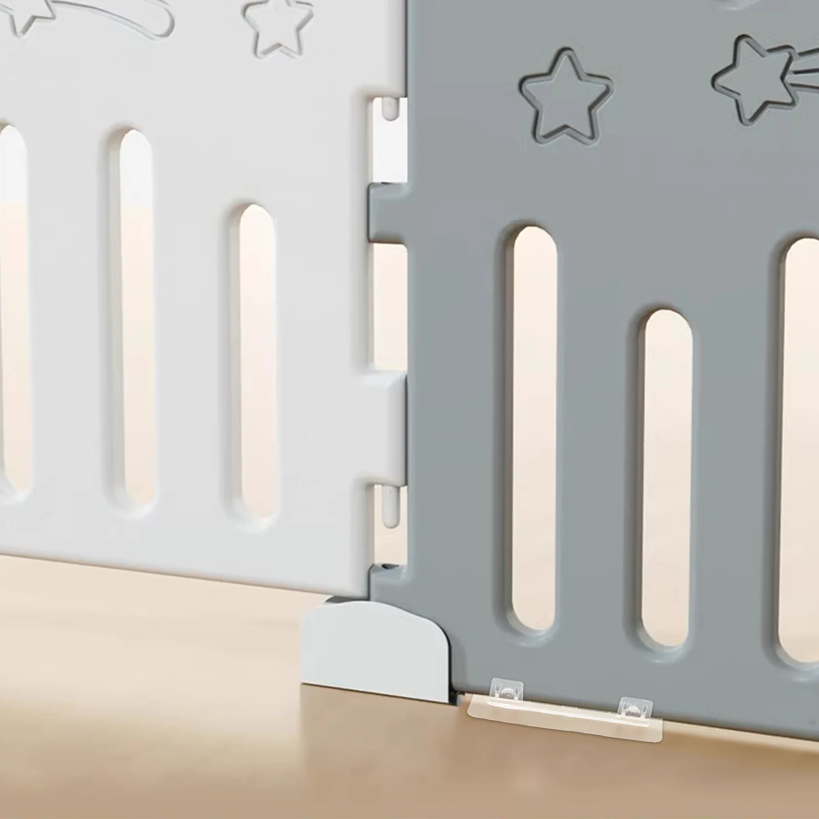 Base Plástica Estabilizadora para Cercadinho (8 Peças) com Adesivo Antiderrapante para Estabilidade no Chão – Fixador de Reposição Duradouro para Bebês