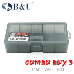 B&U Fishing Box Large Capacity Slim 5-Compartments Clear Lid Fishing Tackle Box Fishing Accessories Lure Hook Boxes Storage