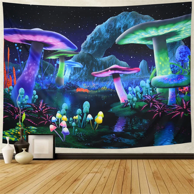 Psychedelic Mushroom Tapestry Divination Psychic Wall Hanging Hippie Boho Cute Room Decoration Magic Tapestries Art Home Decor