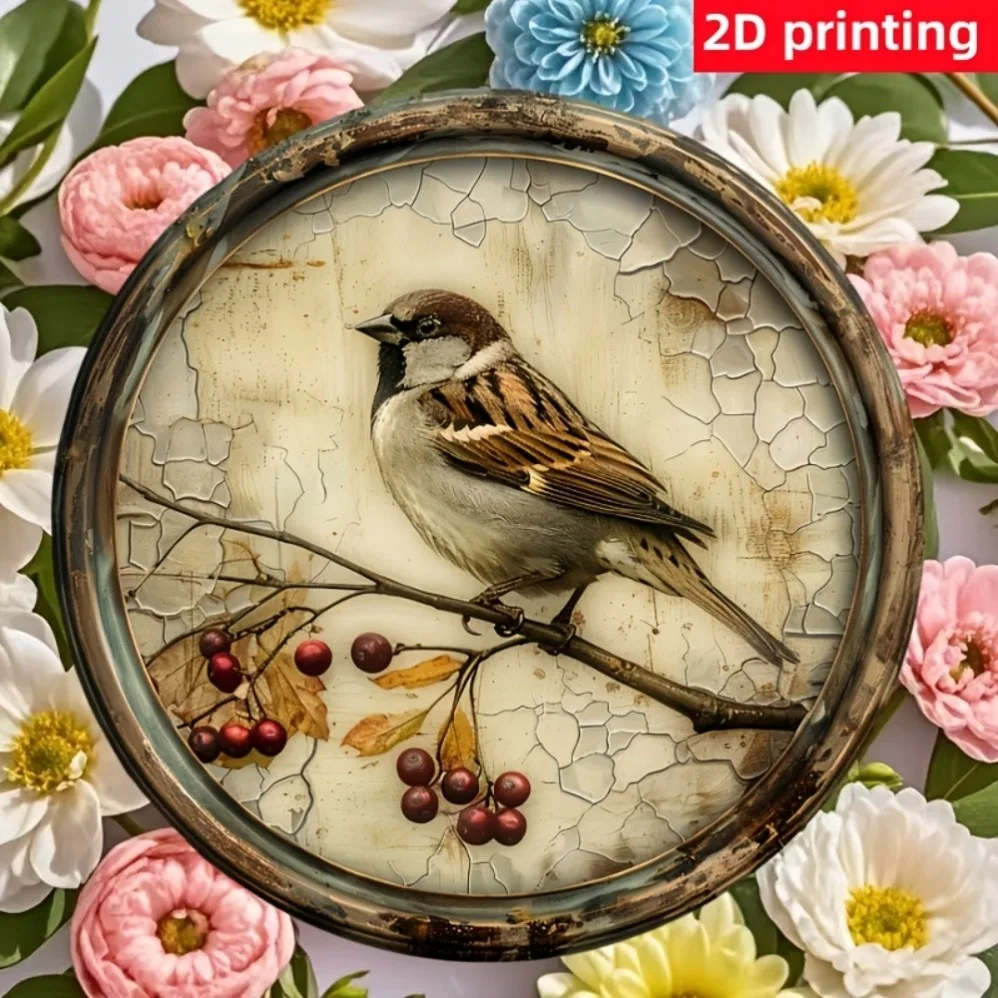 Vintage-Vogel-Kirsch-Schild: 2D-gedruckte Wandkunst zum Aufgießen rustikaler Charme in Haus-, Küche-, Garten- und Büroräume