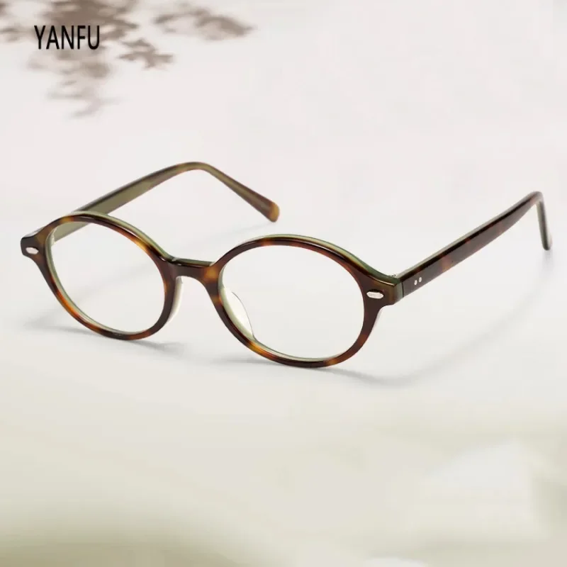 Light Oval Acetate Vintage Tortoise Glasses Frames Female Designer Brand Fashion Optical Women Myopia Reading Eyeglasses 138mm