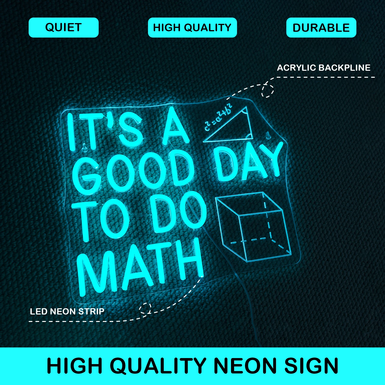 It's A Good Day To Do Math Neon Sign USB-Powered Light Sign Wall Decor for Classroom Math Teacher Gift Home Office Study Room 