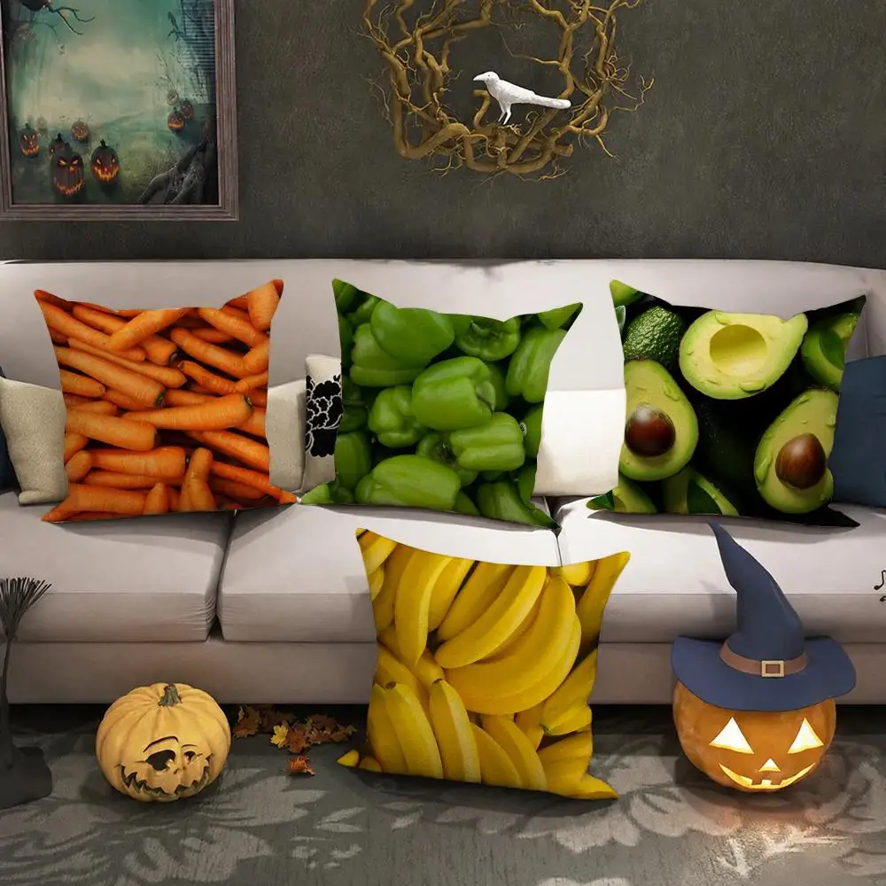 Fresh Food Anime Health Cushion Cover Halloween decoration trick or treat cushion cover, ghost, pumpkin head, bat decoration