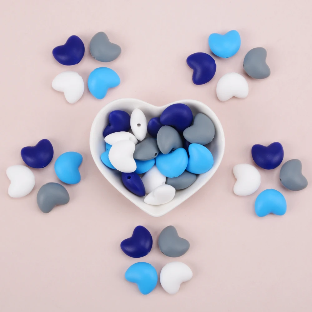 

LOFCA Silicone Beads Heart Shape 40pcs Charm Teether Baby Teething Jewelry Nursing Baby Oral Care For Pacifier Holder Necklace