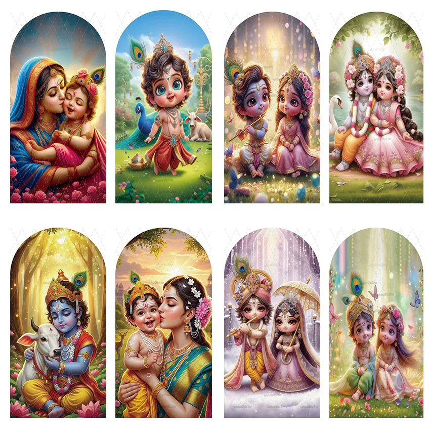 

Мехофонд на заказ, 2-сторонняя Индия, Яшида и Кришна, павлин, детские чехлы на день рождения, чехлы для детского душа, арка Хиара, фон для декора, фон