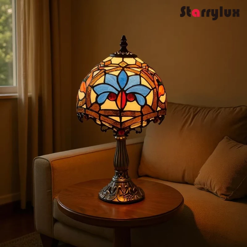8 Inch Handmade European Baroque Vintage Table Lamp Resin Sculpture Luxury Bedroom Living Room Decor
