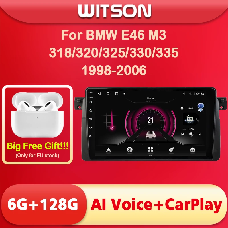 WITSON AI VOICE Android 11 Stereo Multimedia GPS Navigation stereo For  BMW E46 M3 318/320/325/330/335 1998-2006