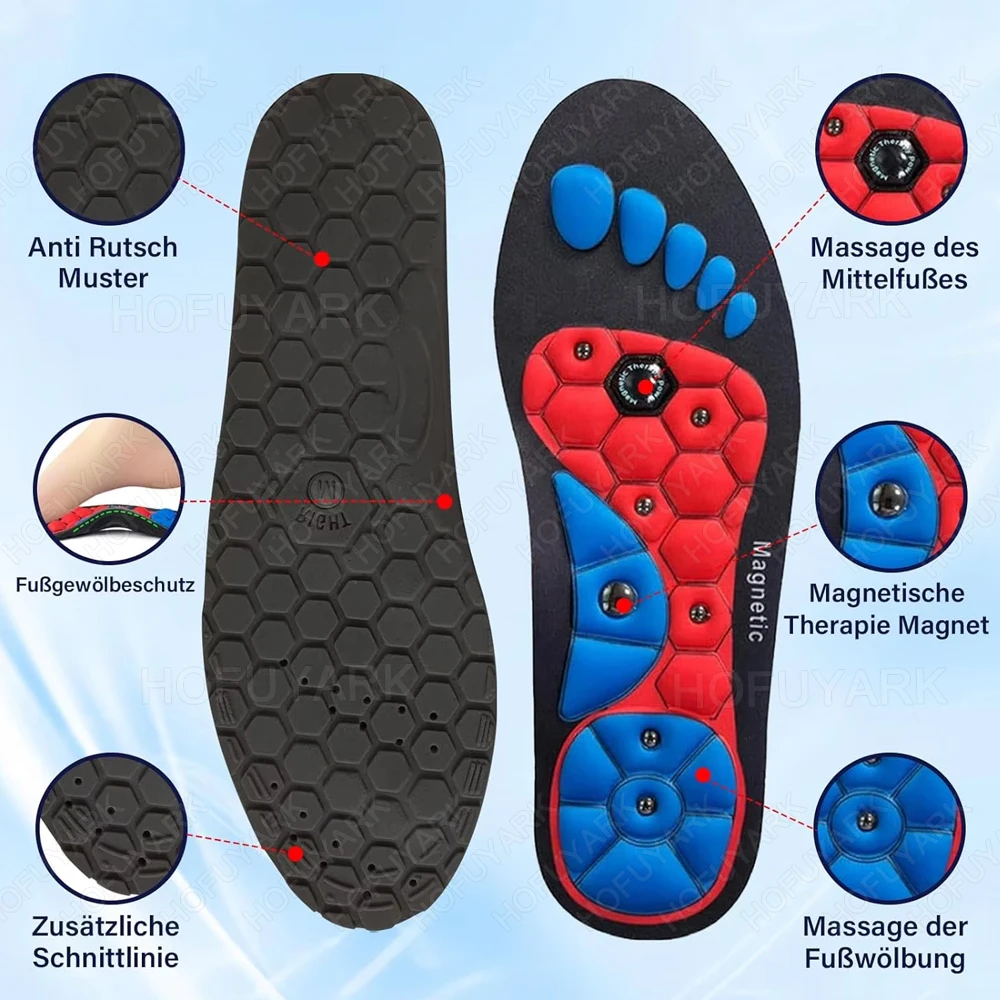 Magnetic Insoles for Shoes Man Woman Weight Loss Massage Shoe Soles Flat Feet Arch Support Orthopedic Foot Acupressure Insoles