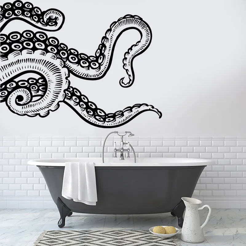 Octopus Tentacle Ocean Sea Amimals Wall Sticker Vinyl Home Decor For Bathroom Wall Decals Removable Nauticals Wallpaper A624