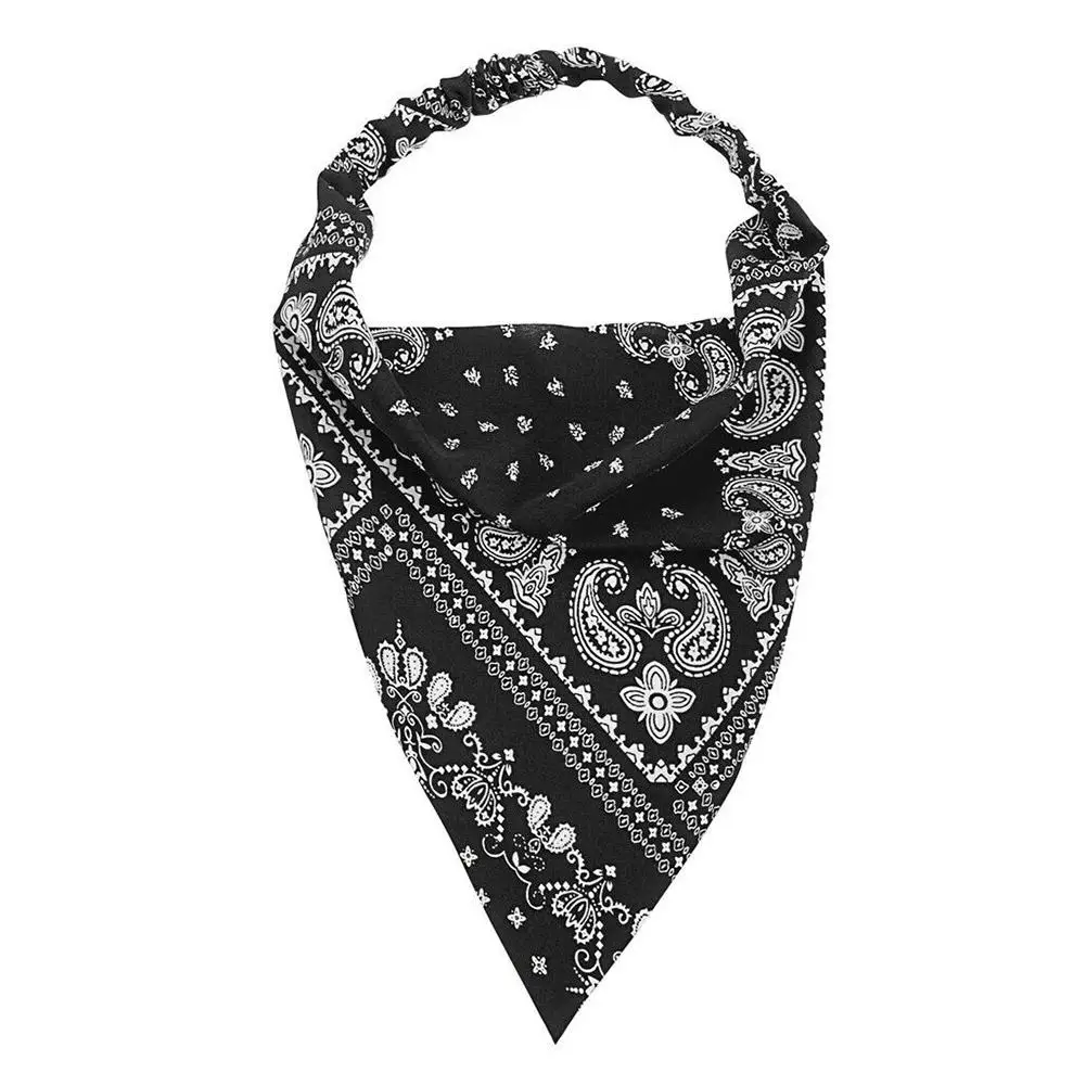 Women\'s Bandana Vintage Bohemia Women Bandana Hair Band Scarf Print Vintage Triangle Turban Elastic Headband for Lady Head H8Q1