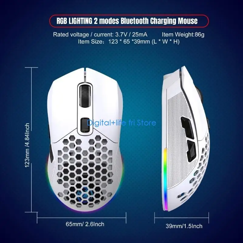 E06D Dual Mode 2.4G Luminous Mouse 4800DPI for Laptop PC Computer Games & Work