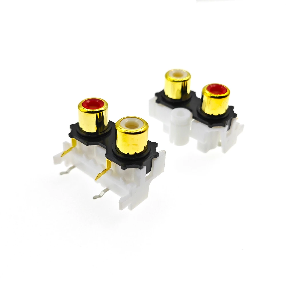 5PCS Connector Lotus Socket PCB Welded 2-Hole Audio Socket Av2-8.4-8 Vertical Pin RCA With Core Socket
