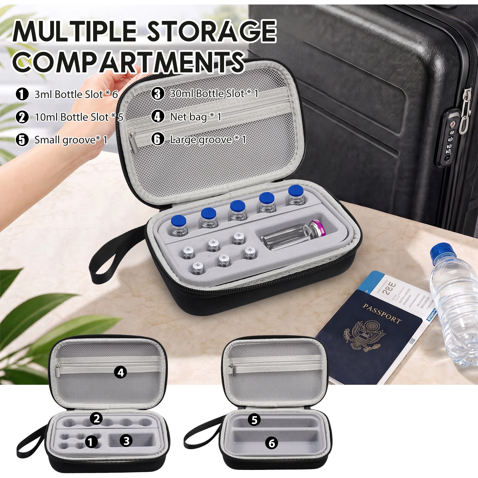 3/10/30ML Insulin Vial Storage Box Portable Travel Peptide Organizer Bag Hard Shell Fridge Freezer Tube Vials Storage Case