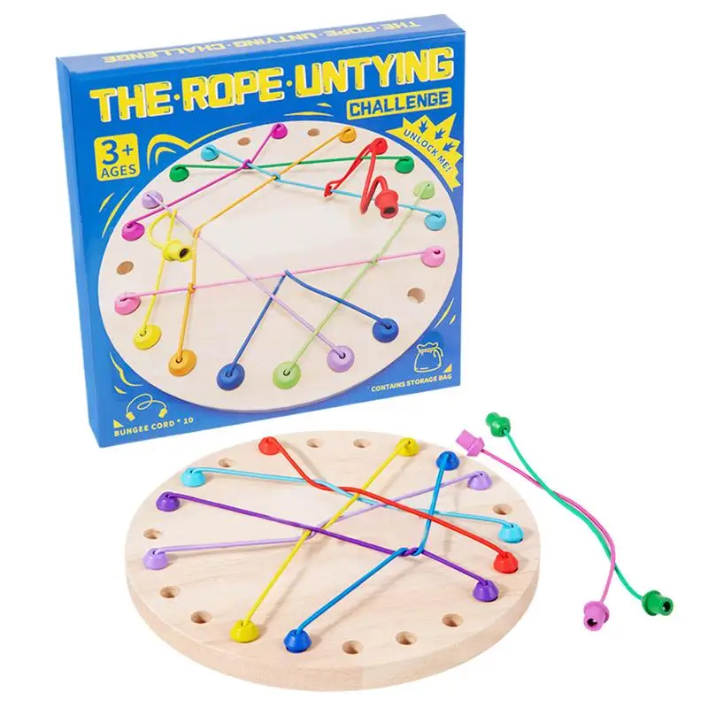

Rope Puzzle Game Interactive Untying Rope Challenge Strategy Board Educational Lacing Untangling Toy for Kids Adults Boys Girls