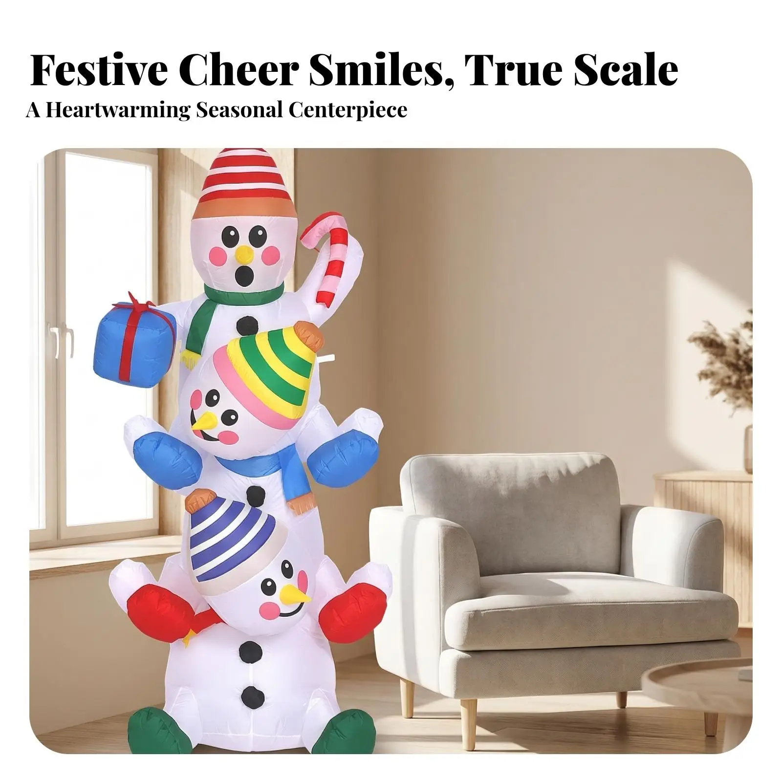 1.8 Meter Inflatable Snowman with Gift Box for Outdoor Christmas Decorations and Displays