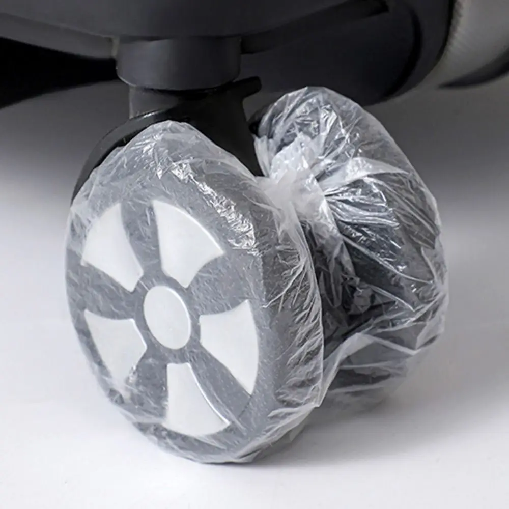 

50Pcs Disposable Luggage Wheels Protector Anti-slip Wear-resistant Trolley Box Casters Cover Elastic Reduce Noise Chair Foot Pad