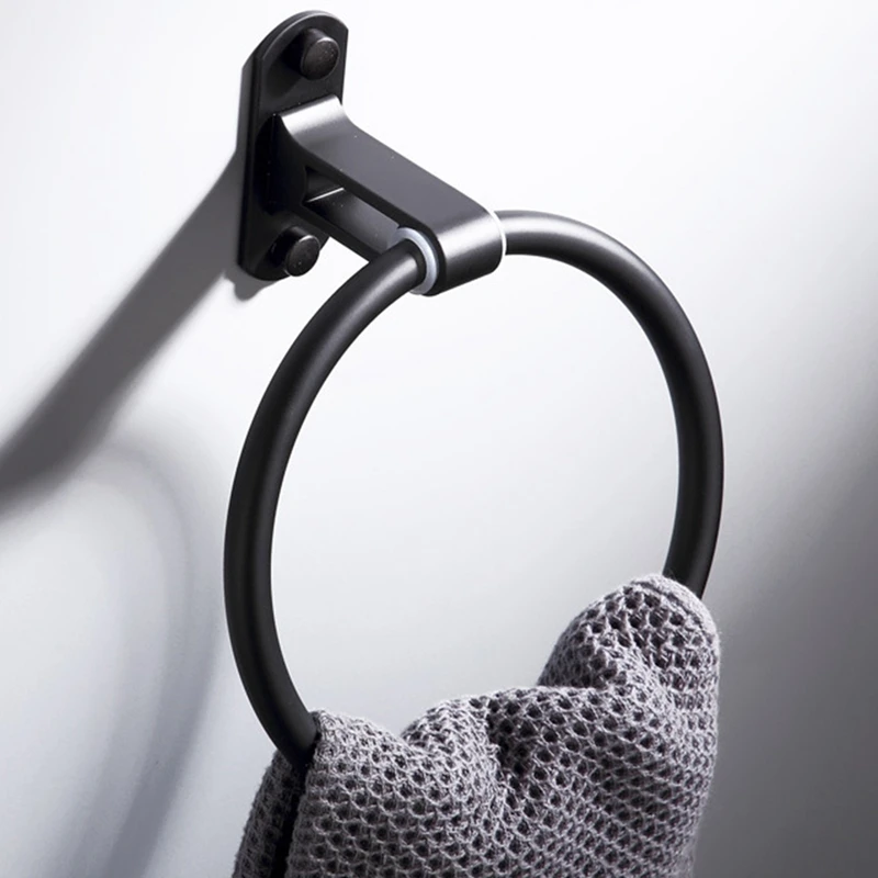 Black Towel Rack Bathroom Towel Ring Towel Rack Wall Mounted Round Towel Ring