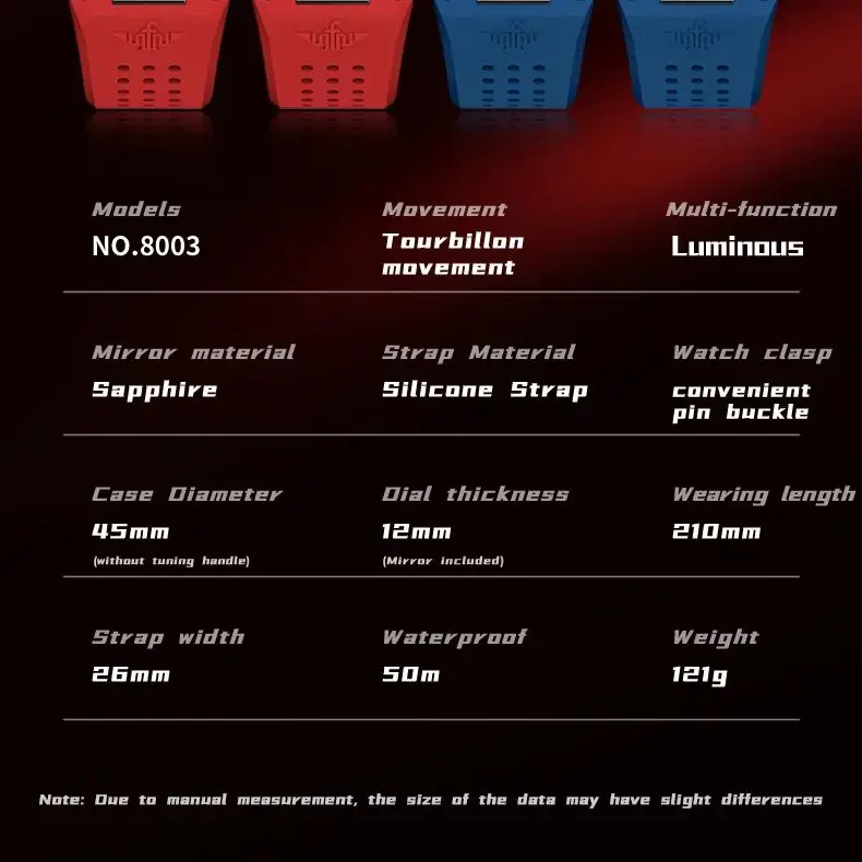 OUPINKE 8003 Tourbillon Men Watch Luxury Brand Hollow out Automatic Mechanical Watch Silicone Waterproof Sapphire Mirror Watch