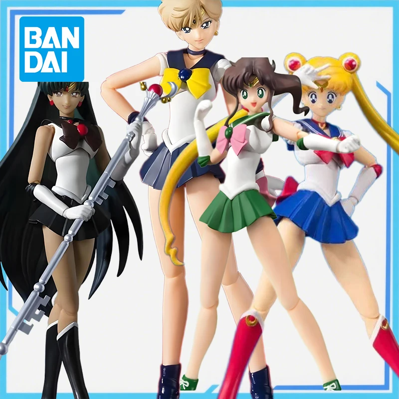 

Stock Original BANDAI SHFiguarts Sailor Moon Tsukino Usagi Chibiusa Mizuno Ami Hino Rei Kino Makoto Figure Action Anime Model