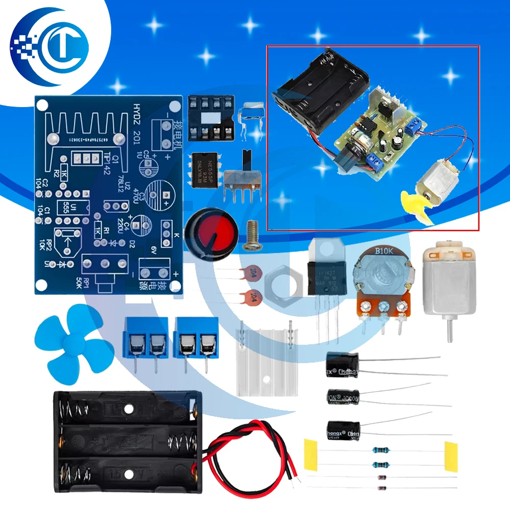 NE555 Motor Speed Regulation Kit Maker DIY Teaching Electronic Manufacturing Technology Test Assembly Training Welding