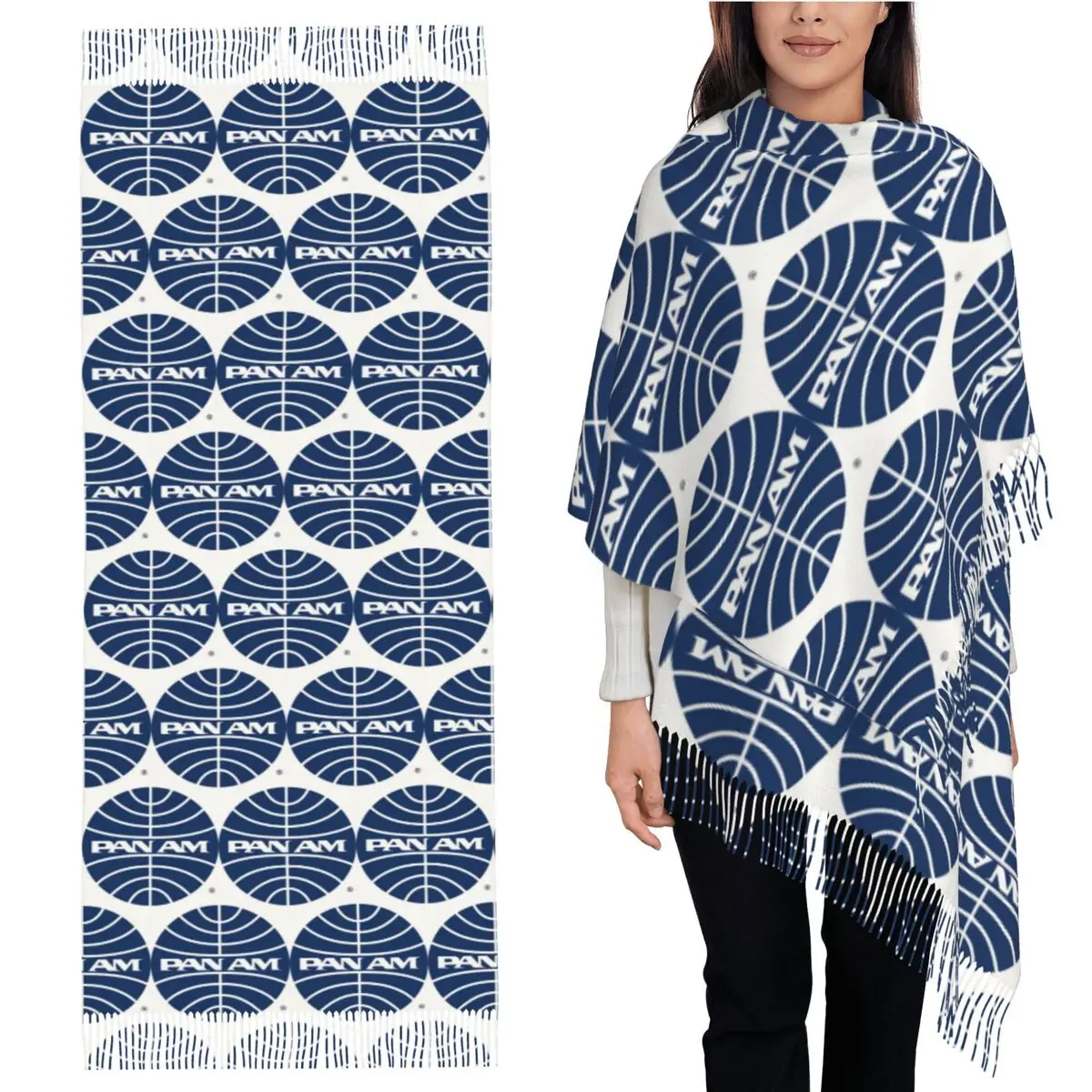 

Pan Am середины 1950-х годов глобус перевернутый шарф шарфы с кисточками женские мягкие теплые шали и накидки большая осенне-зимняя шаль