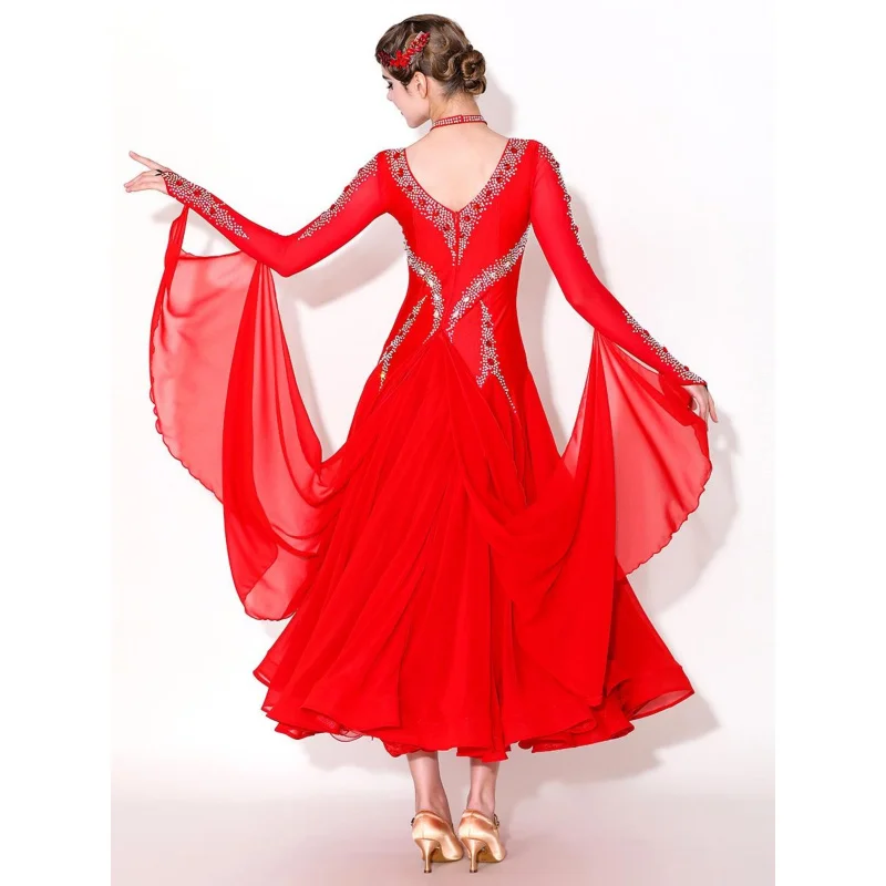 Bachna Socialite! S7081 Maßgeschneidertes modernes Tanz-Performance-Outfit für Erwachsene, neues Intl-Standard-Wettbewerbskleid mit Diamanten