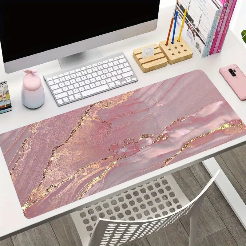 1pc Rose Gold Marble Large Mouse Pad - Cute Desk Mat for Desktop Protects Computer Laptop and Writing Surface at Office Home