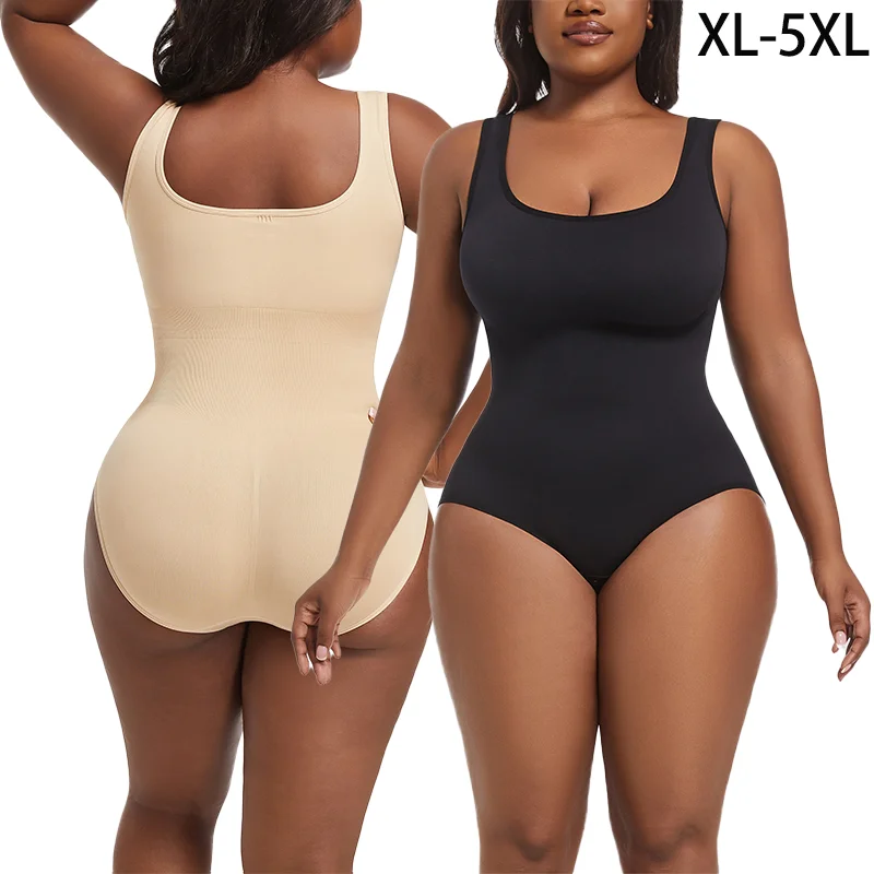 

Women Plus Size Shapewear Tank Top Wide Strap Full Body Shaper Tummy Control Waist Trainer Compression Underwear Sexy Bodysuit