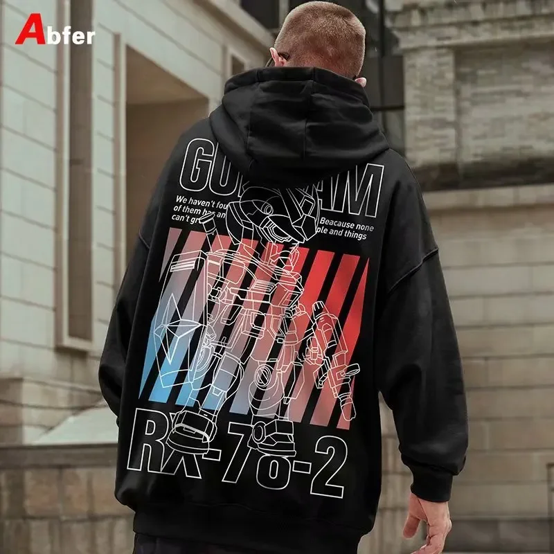 

Abfer Autumn Winter Men Anime Hoodie Gundam Manga Hooded Sweatshirts Streetwear Cartoon Tracksuit Man Hip Hop Pullover Hoodies