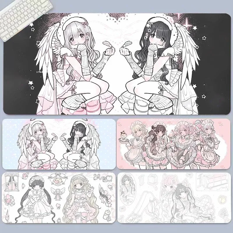 Cute Girl Pu Leather Mousepad Office Desk Mat Mouse Pad Computer Speed Type Carpet Mat Player Laptop Keyboard Cartoon