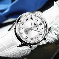 WOKAI Watch Men White Watches Casual Sport Leather Band Quartz Wristwatches Men Male Clock Best Gifts Low Price Montre Homme