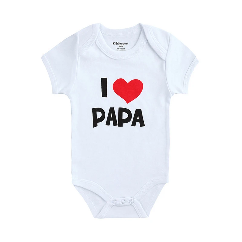 1-Piece Unisex Baby Bodysuits Love Dad Love Mom Newborn Boys Girls Onesies Short Sleeve Infant Clothes