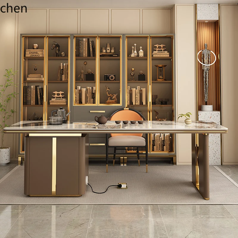 ZML Rock Plate Tea Table Modern Minimalist Office Reception Tea Table and Chair Combination Set